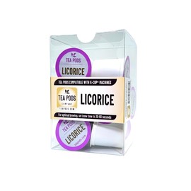 Licorice tea pods, herbal single-serving tea capsules compatible with K-Cup brewing machines