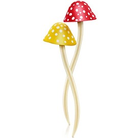 2 Pcs Mushroom Hair Stick Christmas Hair Sticks for Long Hair Chinese Hair Chopsticks for Women Girl Hair Sticks for Buns Cute Print Hair Sticks Accessories (Reddish Brown, Yellow, Dots Style)