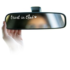 4×Trust in God Rearview Mirror Sticker, New Car Decals for Women, Rearview Mirror Decal Decals for Vehicles Decor, Tumbler Affirmations Stickers Bottle, Christian Car Accessories, Sister Gifts(White)