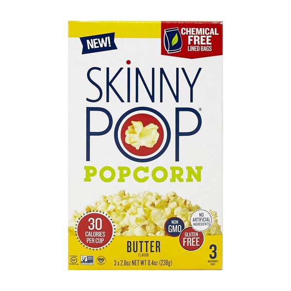 Skinny Pop Microwave Butter Popcorn, 8.4 oz (Pack of 2)