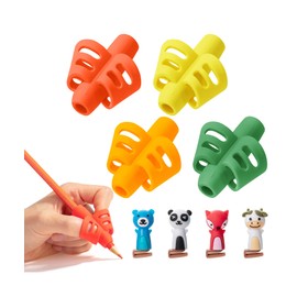 Mr. Pen- Pencil Grips for Kids Handwriting, 4 Pack with 4 Clips, Tropical Colors, Flexible Silicon Pencil Holder for Kids, Right & Left-Handed