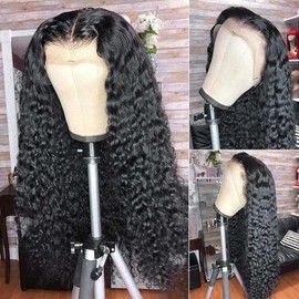 Urshiney Deep Wave Lace Front Wigs Human Hair 13x4 Transparent Lace Frontal Human Hair Wigs for Women 13x4 Deep Curly Frontal Wigs Human Hair Pre Plucked With Baby Hair 14 Inch