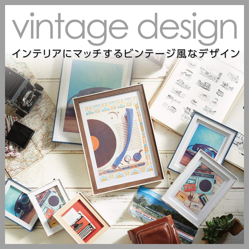 HAKUBA FWRP-BLL Wooden Picture Frame, Large Size, Blue, with Stand,