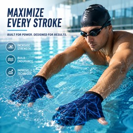 Webbed Swim Gloves for Resistance Training – Aquatic Fitness Gear for Swimming, Surfing & Snorkeling