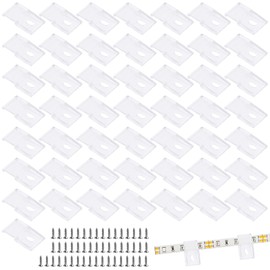 50 Stück LED Strip Befestigung,Transparente Lichtstreifen-Clips Selbstklebend mit Schrauben Montage Halter,LED Starke Befestigung Clips für Lichterkette LED Strip Zubehör Halterung Clips,Wasserdicht