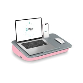 Lap Desk with Washable Cushion – Fits up to 17-In Laptops – Portable Laptop Desk & Stand – Bed desks & Tray for Writing, Reading, Working, Gaming on Bed, Couch, Floor – Istudyniture - Large, Rose Pink