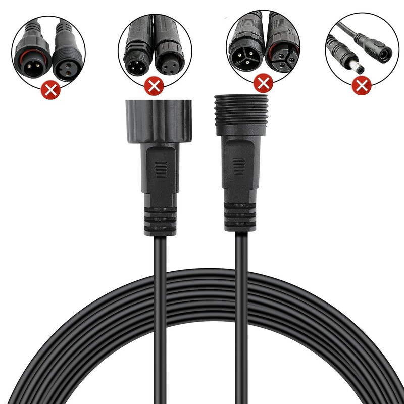 Waterproof Extension Cable for Solar Outdoor String Lights, 6 Ft