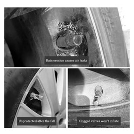 Katyjun Set of 8 Car Valve Caps with Labelling, Car Valve Cap, Car Tyre Valve Caps with Wrench