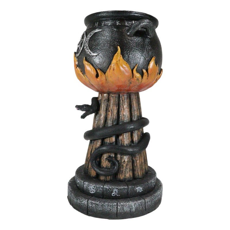Wicca Triple Moon Witch Cauldron With Snake And Sacred Geometry