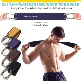 HunnmingRe 4 Pack Exfoliating Back Scrubber for Shower Back Washer with Handles Double Sided Exfoliator Back Scrubber Washcloth Bath Body Scrub Towel Deep Clean for Men Women