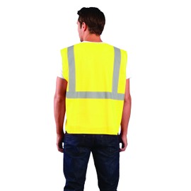 OccuNomix ECO-IMZ-Y4X High Visibility Value Mesh Standard Zipper Safety Vest, Class 2, 100% ANSI Polyester Mesh, 4X-Large, Yellow