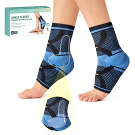 Welnove Ankle Brace Compression Socks - 4 Pack Foot Ankle Sleeve for Plantar Fasciitis, Achilles Tendonitis Relief, Sprain, Injury Recovery - Arch Support for Women Men Kids(Large Size)