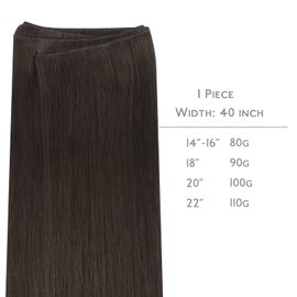 WENNALIFE Tressen Extensions Echthaar, 45cm 90g Dunkel Braun Tressen Echthaar zum Einnähen Echthaar Extensions Tressen Remy Haar Weft Echthaar Tressen Haarverlängerung Echthaar Sew In Hair Extensions