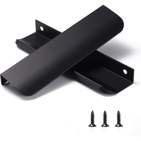 Satanga Black Pack of 2 Edge Finger Pulls for Cabinets