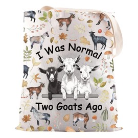 JNIAP Goat Related Gift I Was Normal Two Goats Ago Tote Bag Goat Farmer Gift (Two Goats Ago Tote Bag)