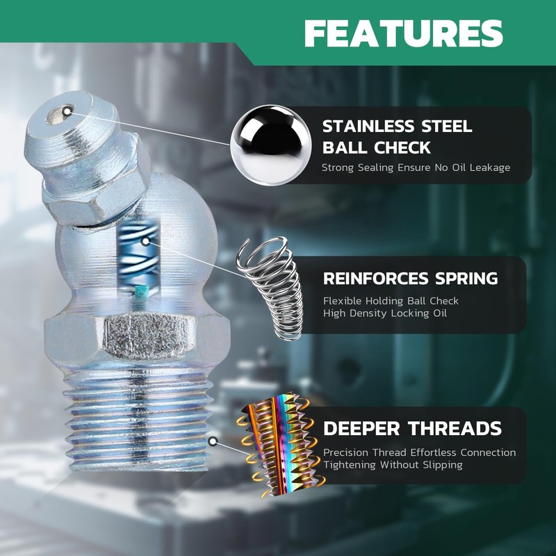 OURU 150PCS Grease Fittings Kit, SAE & Metric Zerk Grease