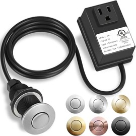 Garbage Disposal Air Switch Kit, UL Certified Garbage Disposal Button Stainless Steel Sliver, Sink Top Waste Disposer On/Off Switch