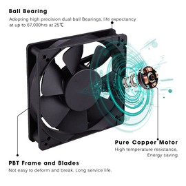 GDSTIME AC EC 240V Fan 120mm Fan 220V Fan 120 x 25mm Dual Ball Bearing Brushless Cooling Fan 12025 Case Fan For PSU Workstation Cabinet Exhaust Ventilation