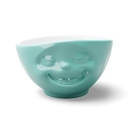 FIFTYEIGHT PRODUCTS TASSEN Porcelain Bowl, Laughing Face Edition, 16 oz. Mint, (Single Bowl) for Serving Cereal, Soup