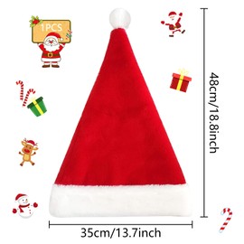 Santa Hat, Red, Christmas Hat, Adults, Plush Santa Hat, Santa Santa Hat, Cuddly Soft Plush Christmas Hats for New Year, Festive Christmas Party (A)