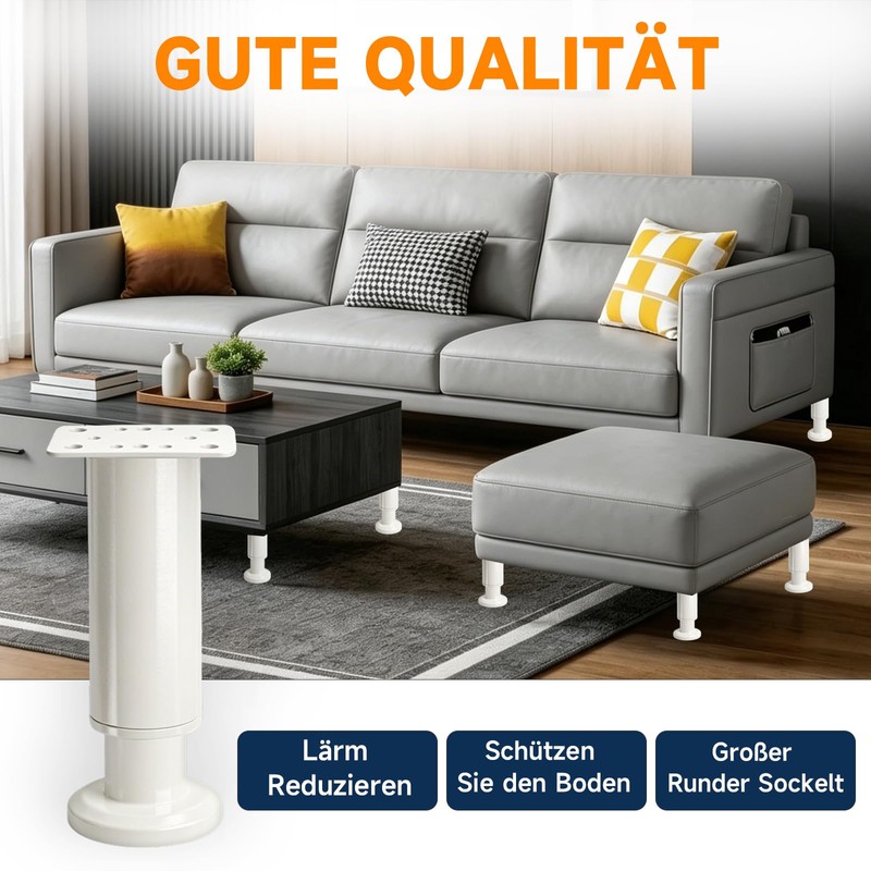 Aoyfuwell 4 Pz Piedi Regolabili Neri, 12-18 cm (altezza regolabile)