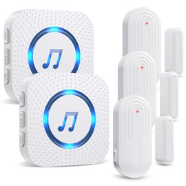 SanJie Door Sensor Chime for Door Opens, Business/Home/Office/Store, 500 FT Range, 26 Chimes, 5 Adjustable Volume, 3 Sensors + 2 Receivers