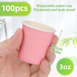 Wuadua 100 Pack 3 oz Paper Cups,Bathroom cups, Espresso Cups, Small Paper Cups for Mouthwash, Snacks, Suitable for Family, Party, Picnic(Pink)