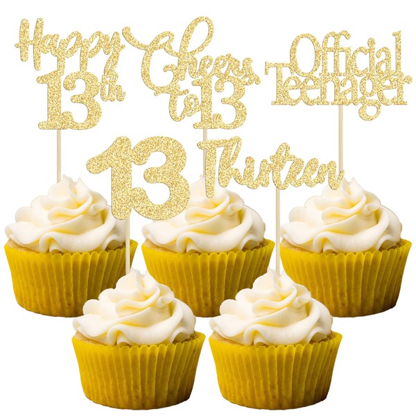 Paquete de 30 adornos para magdalenas de 13 cumpleaños con