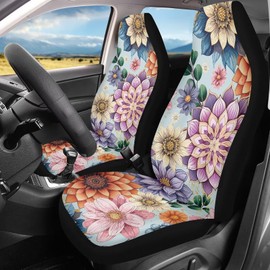 Bulopur Boho Mandala Car Front Seat Covers Protectors Set of 2 Pack Anti-Slip Seat Cover with, Interior Decor Car Accessories, Universal Fit for Car SUV Trucks