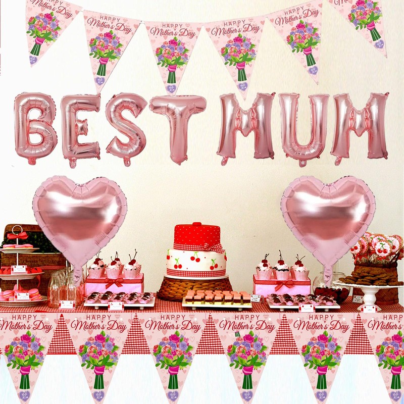 Mothers Day Balloons,Mothers Day Decorations,Pink Mothers Day Banner Mothers Day