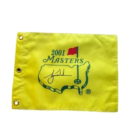 Masters 2001 Masters Souvenir Flag w/Tiger Woods PGA 2024 US Open "Tiger Slam"