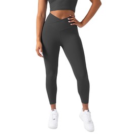 YITTY Active Women's UltraLuxe Crossover High-Waist Legging, Athleisure, 4-Way-Stretch, Onyx, S, 7/8 Length