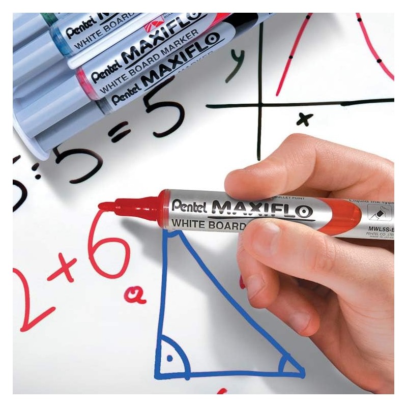 Pentel Maxiflo Whiteboard Marker Fine Bullet Tip (Assorted Pack of