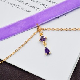 MOMOCAT Purple Pendant Purple Velvet Choker Necklaces for Women Purple Emo Chokers Necklace Goth Chockers Kawaii Chocker Crystal Lace Choker Accessories Jewelry Aesthetic for Women