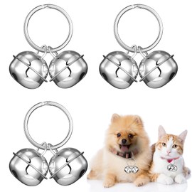 Set of 3 Loud Cat and Dog Bells Chasing Bells Loud Dog Bells Pet Bells for Collars for Cats Pets Collar Charm Pendant Bells (Silver), Copper