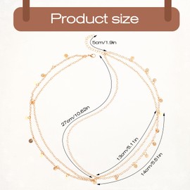 JJUNW Gold Goddess Head Chain, Boho Headband Headpiece, Sequin Tassel Hair Chain Head Chain Bridal Festival Costume Hair Accessories Forehead Chain for Women and Girls (Metallic Sequins)