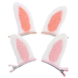 Ipetboom 4 Pairs Plush Bunny Ear Hair Clips for Girls Cute Rabbit Barrettes for Boys and Girls Easter Hair Accessories for Parties and Everyday Use