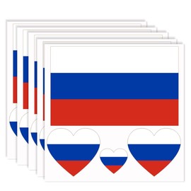 20 PCS Russia Flag Tattoo,Russian Federalists Banner Tattoos Decoration Decal, Rectangle Heart Waterproof Sticker for Party Parade