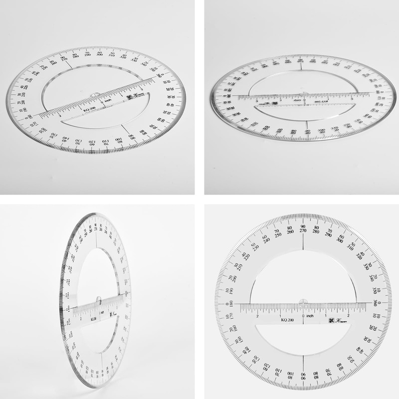 2 PCS 360 Full Circle Protractor, 20cm Plastic Math Measuring