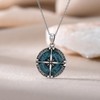 ROMANTICWORK Compass Necklace 925 Sterling Silver Turquoise Compass Pendant Compass