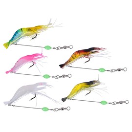 Sarini 5pcs Illuminated Soft Shrimp Bait Set – Glow-in-the-Dark False Shrimp with Hook, 9cm/6g Bionic Lure for Night Fishing, Imitation Soft Bait with Luminous Feature