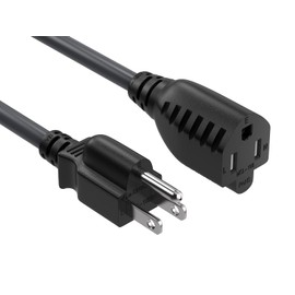CableLeader 3ft Extension Power Cord NEMA 5-15P to NEMA 5-15R 3 Prong Power Cable AC Power Cord, UL Listed, 16AWG, Black