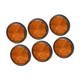 REPAIROCK 6pcs 1.73"x0.31" Universal Reflector - Round Motorcycle Bike Safety Reflector Increase Visibility and Safety on The Road - Plastic Orange Auto Replacement Parts