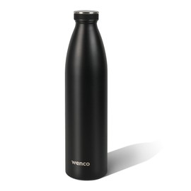 wenco Stainless Steel Drinking Bottle 1 Litre / 1000 ml Insulated and Leak-Proof for Cold and Hot Drinks Can Also Be Used as a Thermos Flask BPA Free - Black