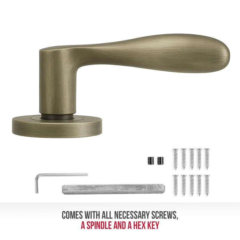 Decoranddecor Nimbus Antique Brass Door Handle Set – Aluminium Lever