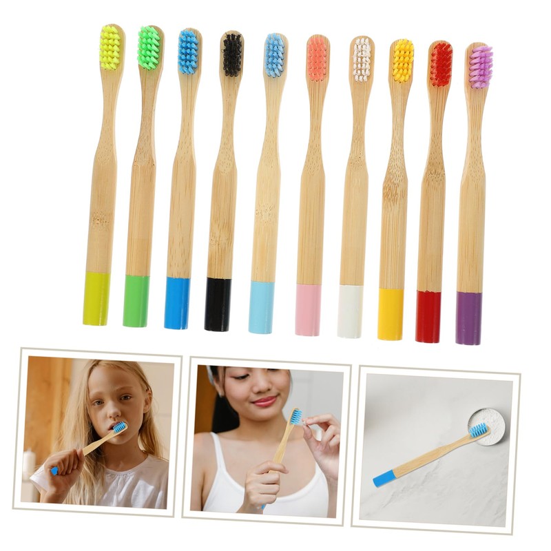 Ipetboom 10Pcs Soft Bristle Bamboo Toothbrushes for Bamboo Handle Gentle