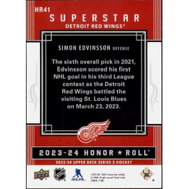 2023-24 Upper Deck Hockey Honor Roll Green Simon Edvinsson Rookie Card RC #HR41