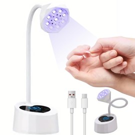 Eletalker UV Nail Lamp: Mini UV Light for Gel Nails Polish Luminoza 30W Rechargeable LED Nail Light Nail Dryer with 4 Timers & Auto Sensor, Fast Curing Goosenecks Lamp for Home DIY Manicure-White