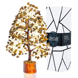 Tiger Eye Tree - Feng Shui - Crystal Tree for Positive Energy - Chakra Tree of Life Decor - Healing Crystals Tree - Spiritual Gifts for Women - Meditation - Home Decorations