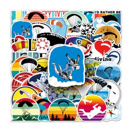 50 Pcs Skydiving Vinyl Stickers,Parachute Graffiti Stickers,Vinyl Waterproof Sticker for Kids Teens Girls,for Phone Laptop Bottles Skateboard Computer Phone Luggage Guitar Gifts Sticker